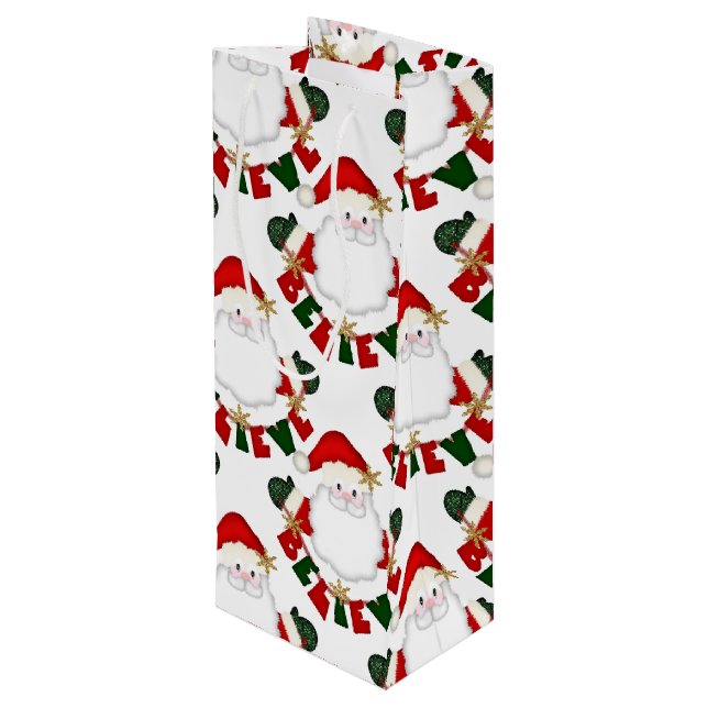 Believe in Santa-WHITE-WINE GIFT BAG (Back Angled)