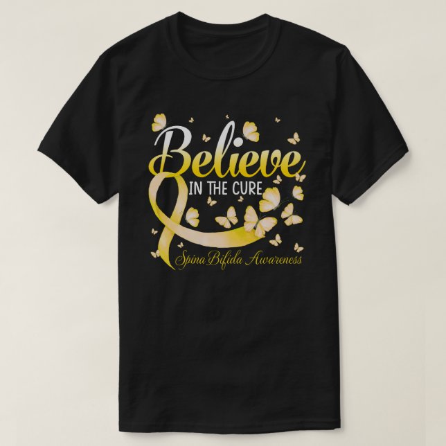 Believe In The Cure Spina Bifida Awareness Butterf T-Shirt (Design Front)