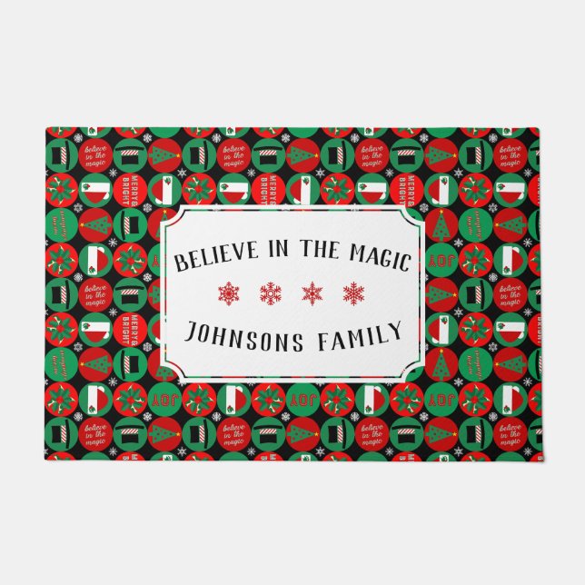 Believe in the Magic – Christmas Pattern Doormat (Front)