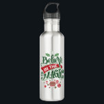 Believe in the Magic Christmas Typography 710 Ml Water Bottle<br><div class="desc">Water bottle with a cute illustration. Text says Believe in the Magic in fancy lettering. Decorated with christmas balls.</div>