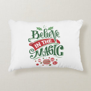 Believe in the Magic Christmas Typography Accent Pillow