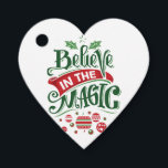 Believe in the Magic Christmas Typography Favour Tags<br><div class="desc">Favour tags with a cool illustration. Text says Believe in the Magic in fancy lettering. Decorated with christmas balls.</div>