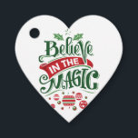 Believe in the Magic Christmas Typography Favour Tags<br><div class="desc">Favour tags with a cool illustration. Text says Believe in the Magic in fancy lettering. Decorated with christmas balls.</div>