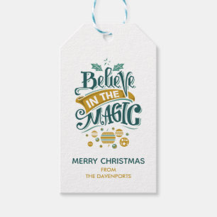 Believe in the Magic Christmas Typography Gift Tags