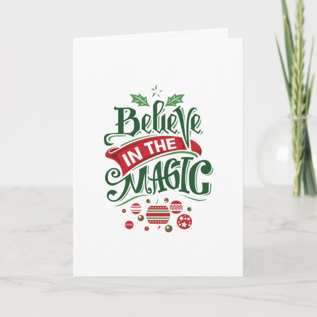 Believe in the Magic Christmas Typography Holiday Card (Front)