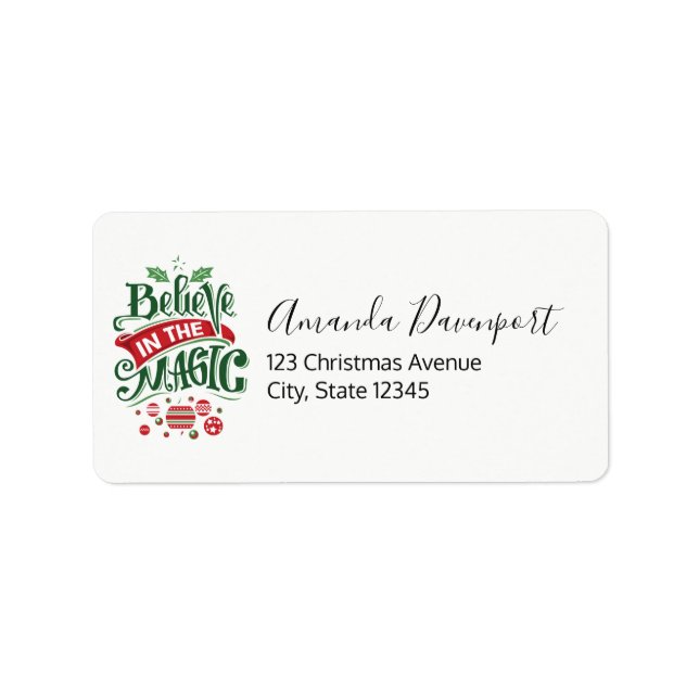 Believe in the Magic Christmas Typography Label (Front)