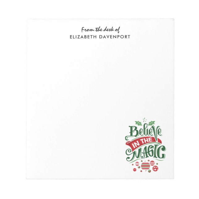 Believe in the Magic Christmas Typography Notepad (Front)