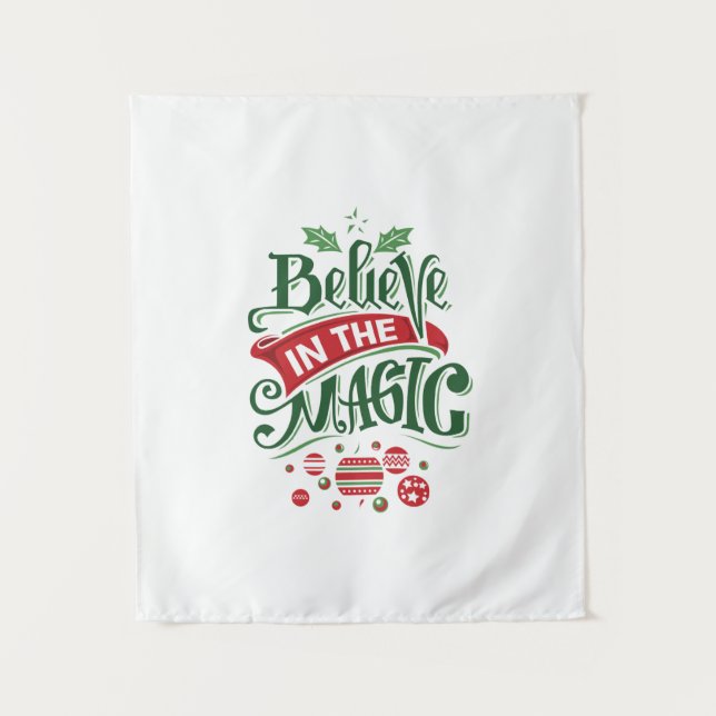 Believe in the Magic Christmas Typography Tapestry (Front)