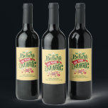 Believe in the Magic Christmas Typography Wine Label<br><div class="desc">Personalized bottle labels with a cute illustration. Text says Believe in the Magic in fancy lettering. Decorated with christmas balls.</div>