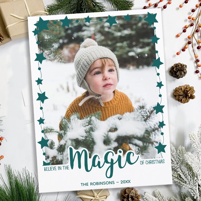 Believe in the Magic Custom Photo Cute Christmas Holiday Postcard (Creator Uploaded)