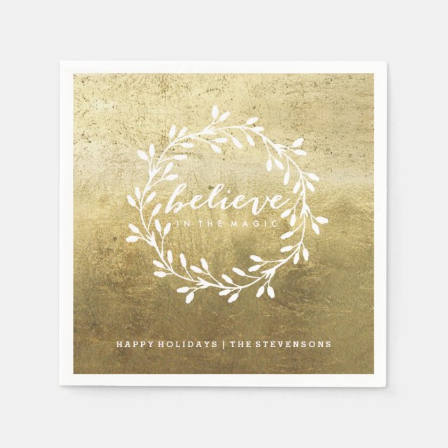Believe in the Magic | Gold Shimmer Napkins (Front)