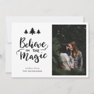 Believe In The Magic   Handwritten Script Photo Holiday Card