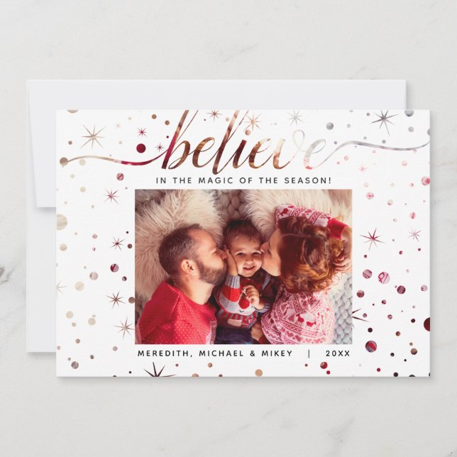 BELIEVE in the Magic Holiday Matching Text Effect Card (Front)