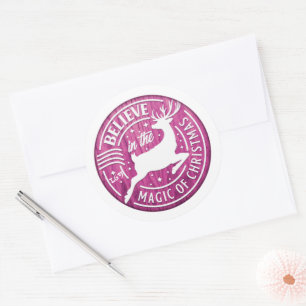 BELIEVE IN THE MAGIC OF ...  christmas          Classic Round Sticker