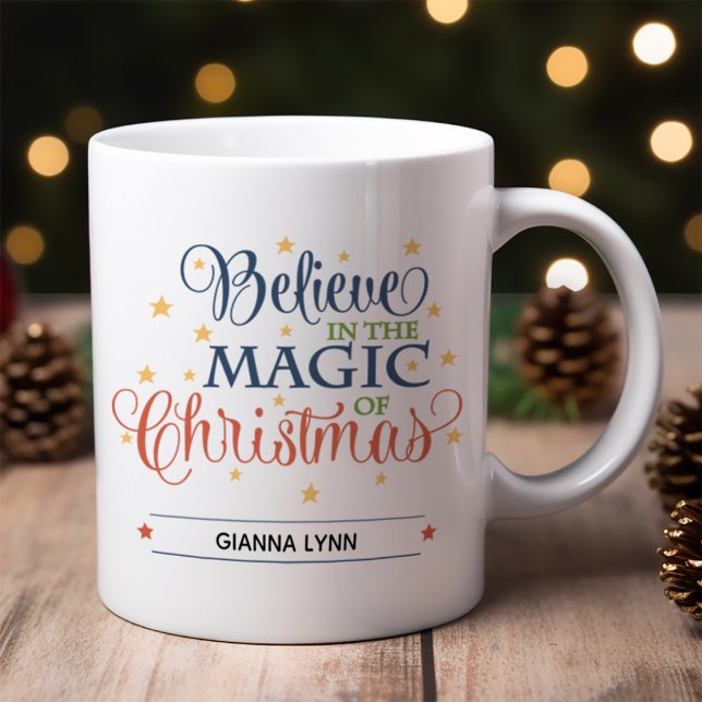 Believe in the Magic of Christmas Elegant Script Coffee Mug (Creator Uploaded)