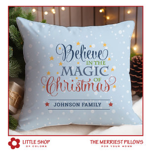 Believe in the Magic of Christmas Elegant Script Throw Pillow