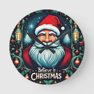 Believe in the Magic of Christmas Festive Round Clock