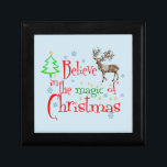 Believe In the Magic of Christmas Gift Box<br><div class="desc">Believe in the Magic of Christmas text with reindeer,  Christmas tree,  stars and snowflakes.</div>