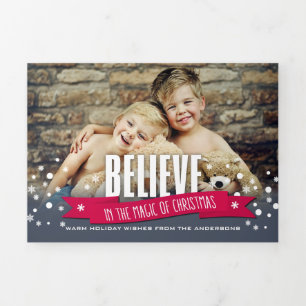 Believe in the Magic of Christmas. Multi Photo  Tri-Fold Card