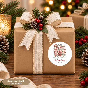 Believe in the Magic of Christmas Personalized Classic Round Sticker