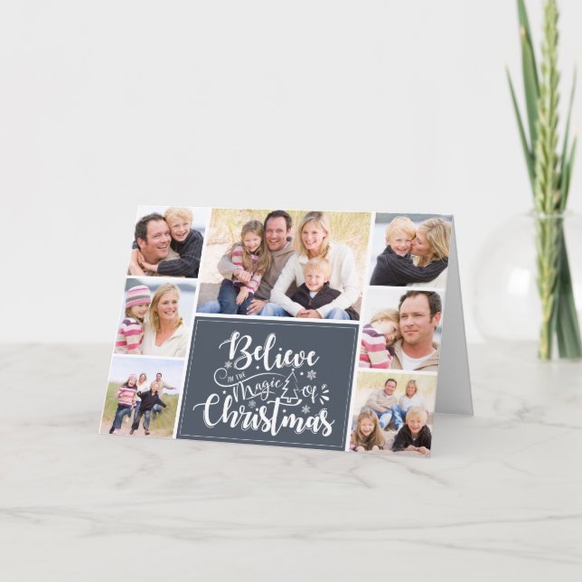 Believe in the Magic of Christmas Photo Folded Holiday Card (Front)