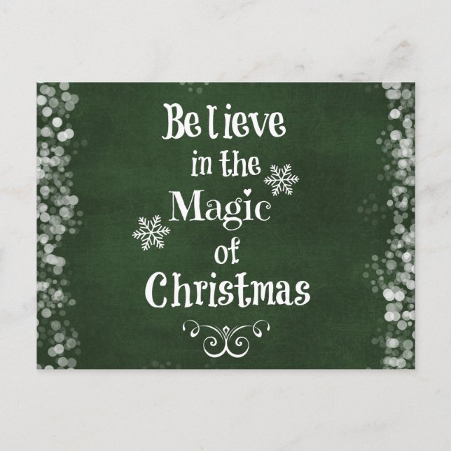 Believe in the magic of Christmas Quote Holiday Postcard (Front)
