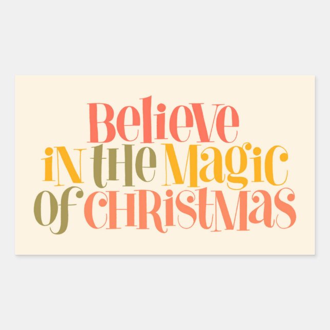 Believe in the Magic of Christmas - Retro Style Sticker (Front)