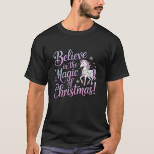 Believe in the Magic of Christmas Unicorn Lights G T-Shirt