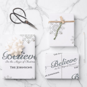 Believe in the Magic Of Christmas   White Wrapping Paper Sheet