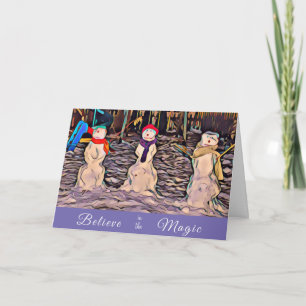 Believe in the Magic Snow People Holiday Card