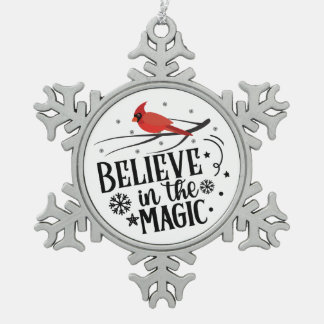Believe in the Magic Snowflake Pewter Christmas Ornament