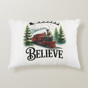 Believe in the Magic Train Accent Pillow