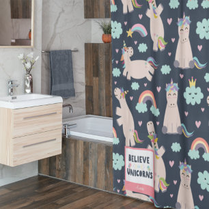 Believe in Unicorns Blue and Pink Girl Pattern Kid