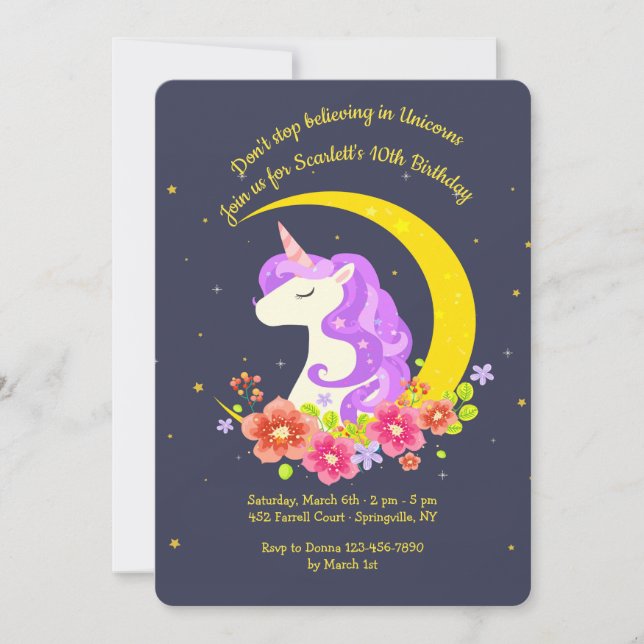 Believe in Unicorns Invitation (Front)