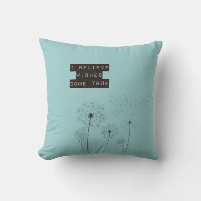 Believe in Wishes Dandelions Throw Pillow (Front)