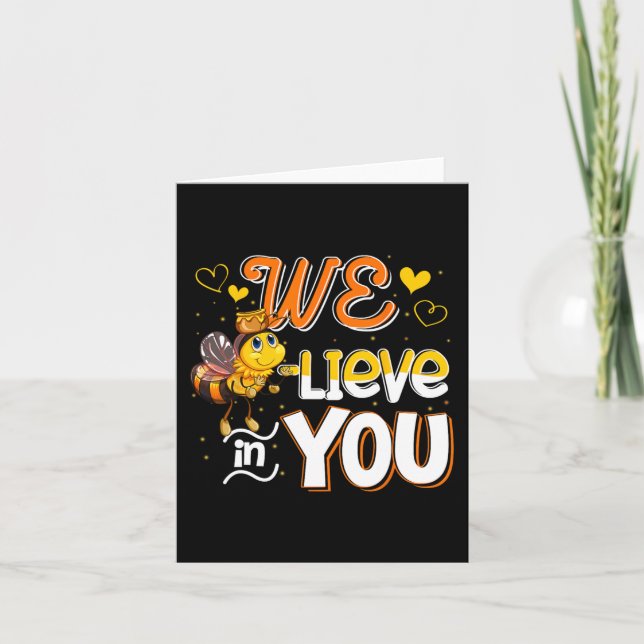 Believe In You Funny Bee Testing Day Teacher Kid T Card (Front)