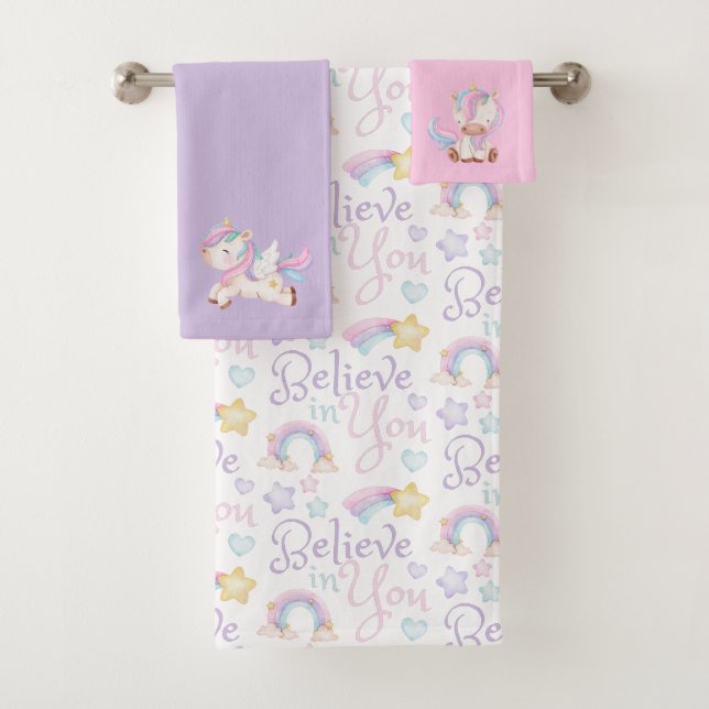 Believe In You Unicorn Towel Set (Insitu)