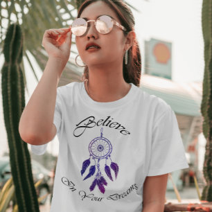 Believe in your dreams Blue & purple Dream Catcher T-Shirt