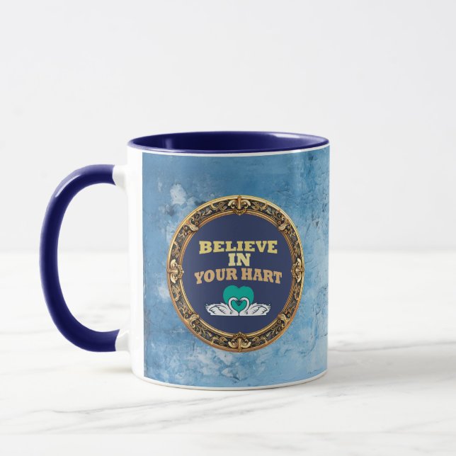 Believe in Your Hurt – Dark Blue Affirmation Mug (Gauche)
