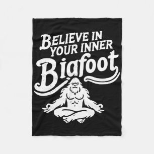 Believe In Your Inner Bigfoot Funny Groovy Meditat Fleece Blanket