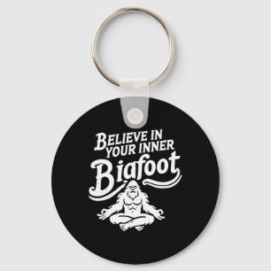 Believe In Your Inner Bigfoot Funny Groovy Meditat Keychain