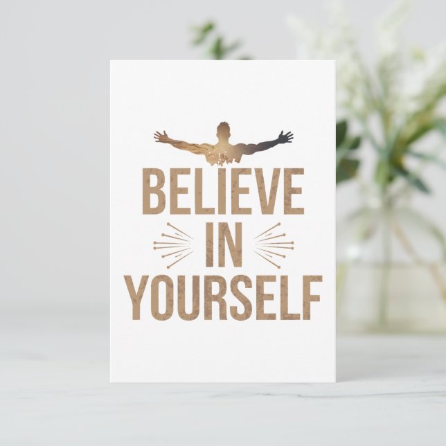 Believe In Your Self Motivational Quote Thank You Card (Standing Front)
