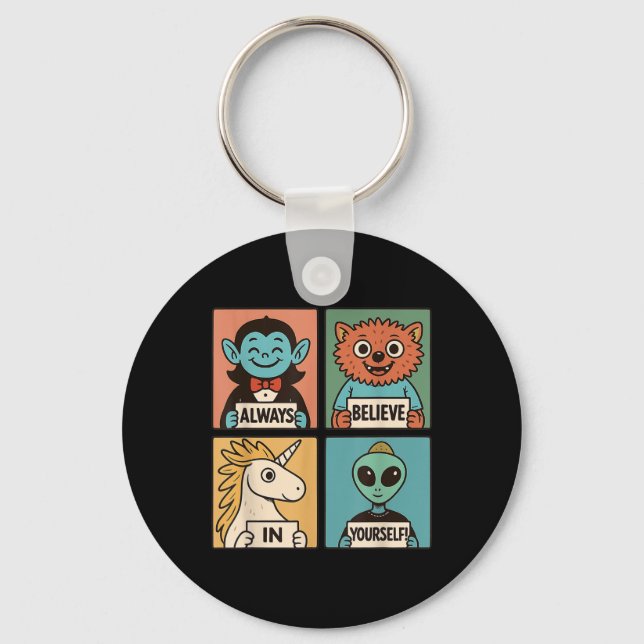 Believe In Yourself_ Adorable Monster &amp; Alien  Keychain (Front)