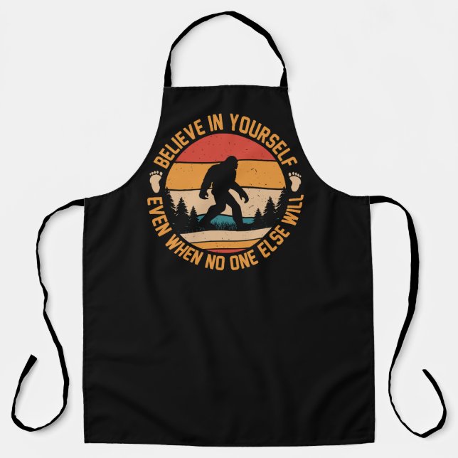 Believe In Yourself Bigfoot Black Apron (Front)