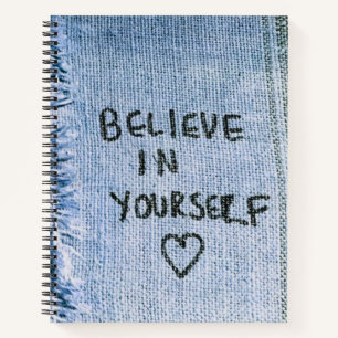 Believe in yourself Blue Denim Motivational Notebook