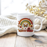 Believe in Yourself Boho Rainbow Flowers Butterfly