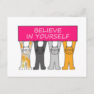 Believe in Yourself Cute Cartoon Cats Postcard