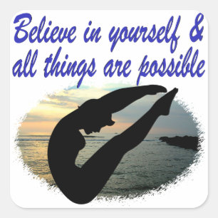 BELIEVE IN YOURSELF DIVER DREAMS SQUARE STICKER