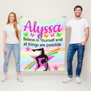 BELIEVE IN YOURSELF GYMNASTICS DESIGN FLEECE BLANKET