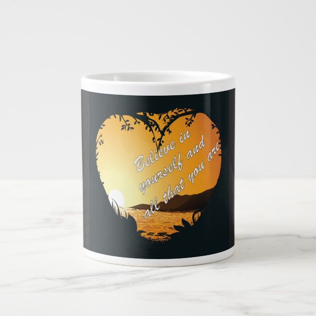 Believe in Yourself – Inspirational Heart Large Coffee Mug (Front)